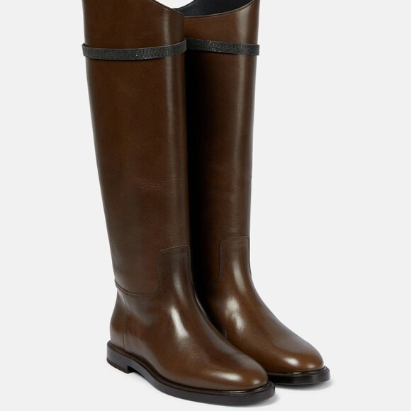 Brunello Cucinelli brown Leather Equestrian Riding Boots 36 - Picture 13 of 15